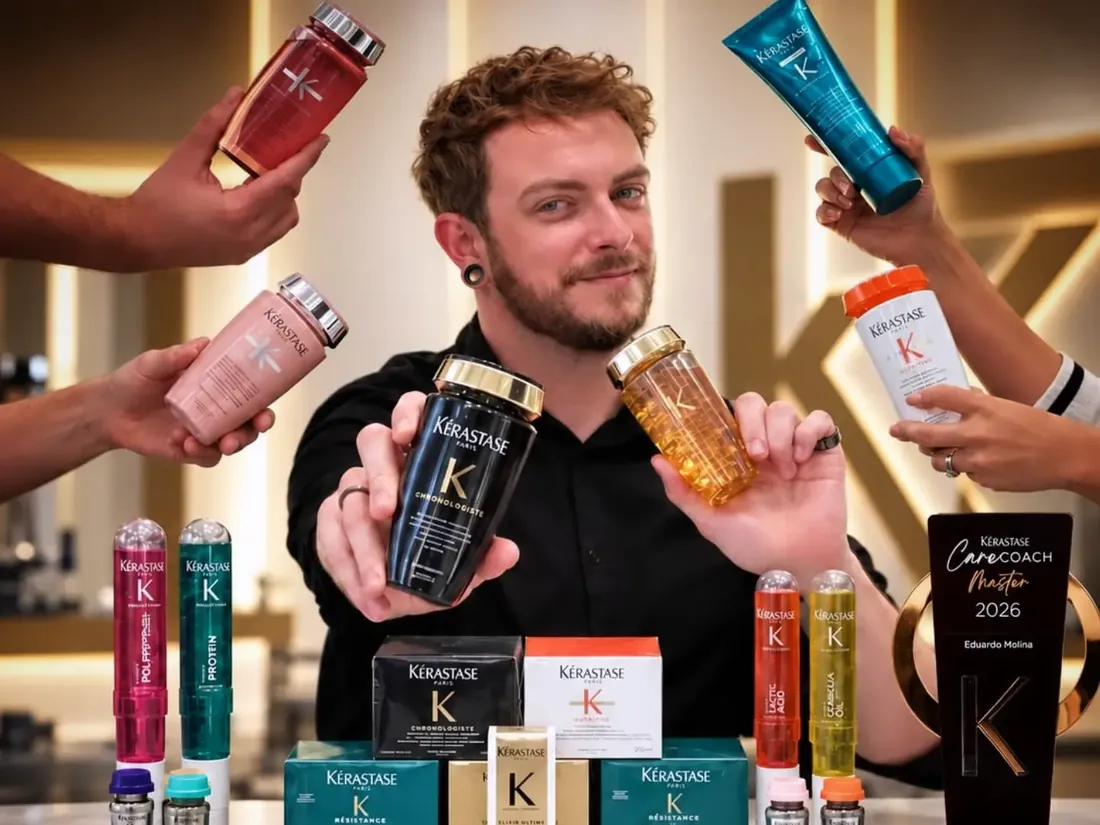 Produtos Kérastase na bancada do 730
